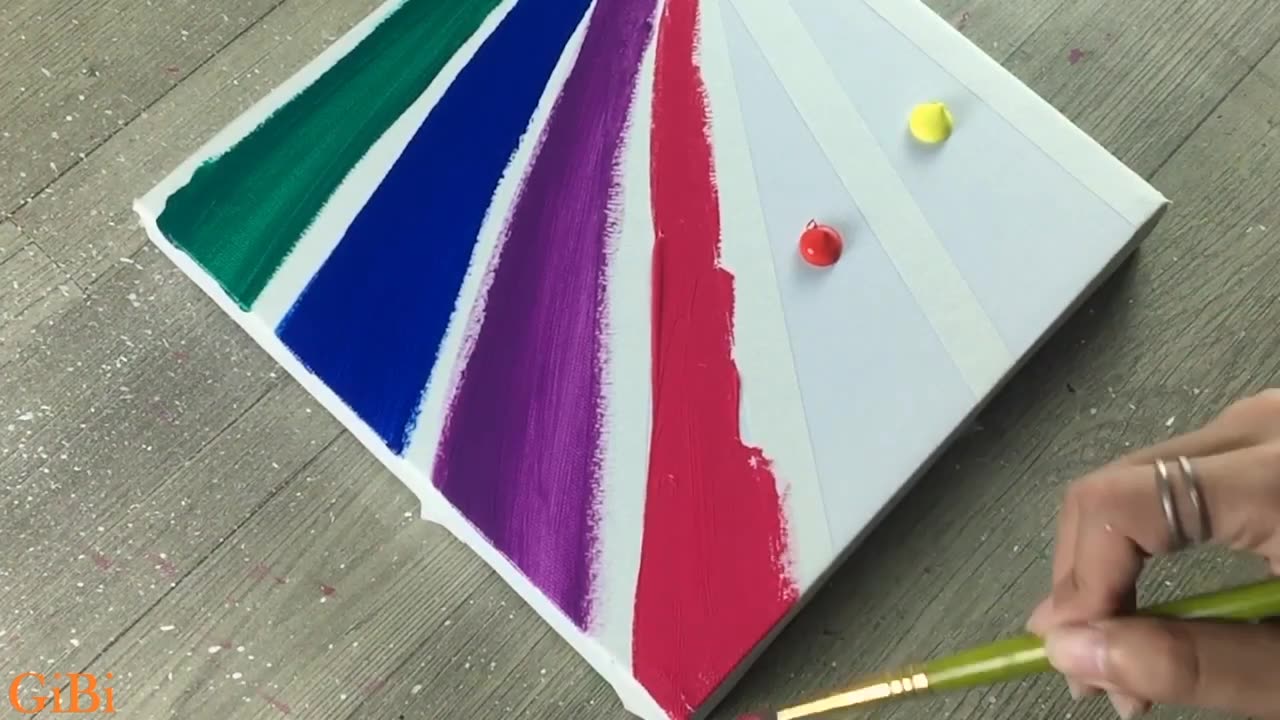 Acrylic painting of rainbow rays