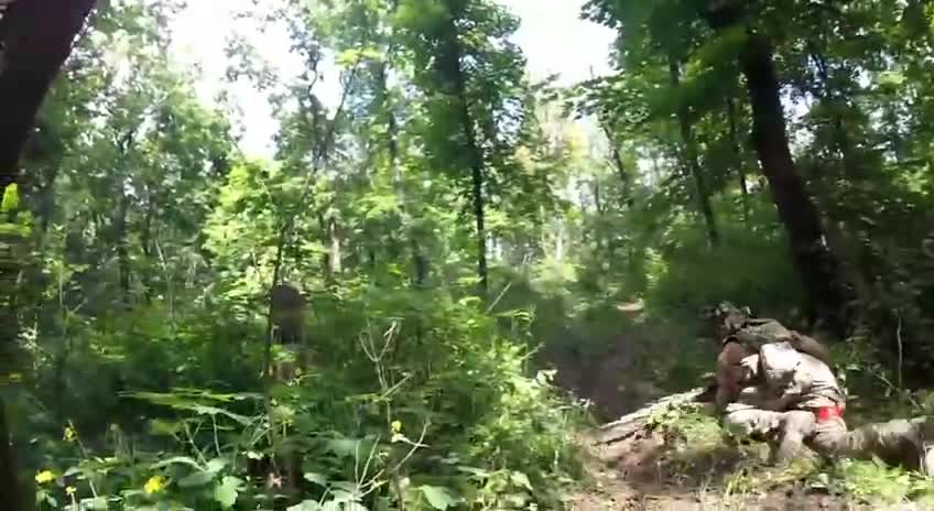 Fire contact of Russian special forces in a wooded area, near Severodonetsk.