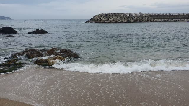 The waves in The east sea and the view of sea.