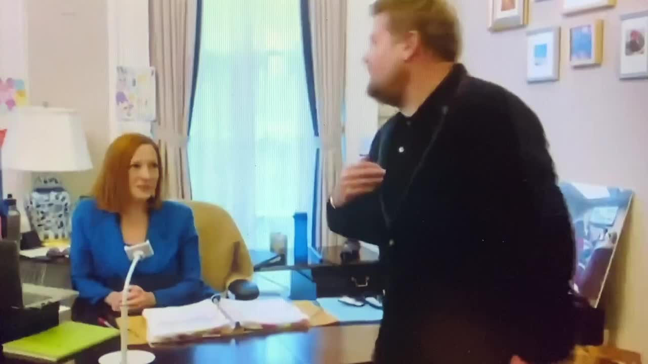 Jen Psaki And James Corden Having A Cringy Moment