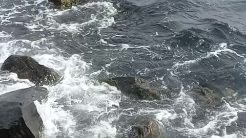 Beautiful natural view of waves on the seashore