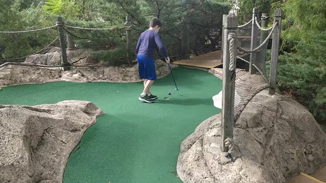 Spencer at Mini Golf - Tiki Action Park - VID_20200913_133921