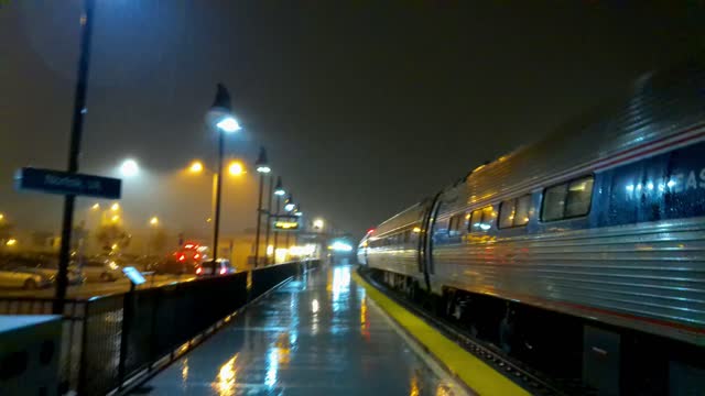 Amtrak Makes A Midnight Stop On A Stormy Night In Norfolk