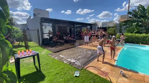 Slip-and-Slide Party Game Fail