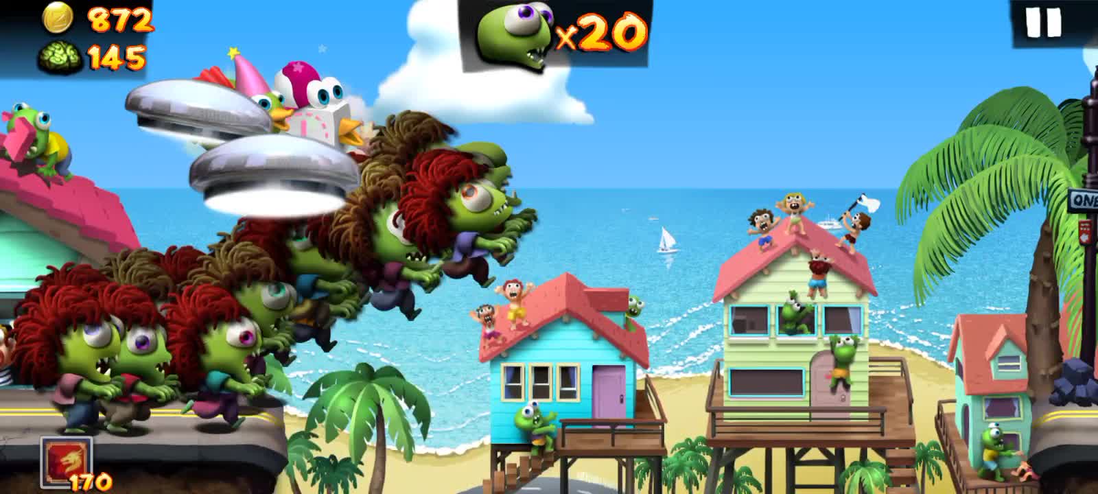 Playing a match with the hat unlocked in the Zombie Tsunami (DREADLOCKS) game.