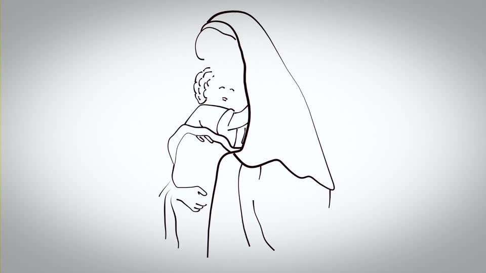 Draw a mother hugging her son