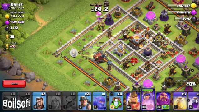 Powerful attack and sweep of the village in Clash of Clans