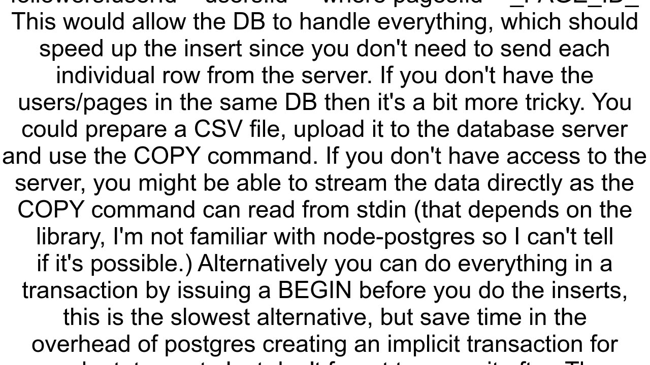 Insert 1 million rows into PostgreSQL
