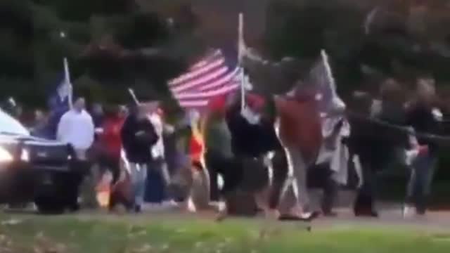 Trump Supporters March And Protest In Front Of Bill And Hillary Clinton's Westchester Home.