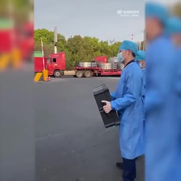 CCP medical officials are now checking trucks leaving Shanghai