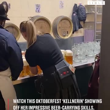 Carrying 12 giant beers at once!