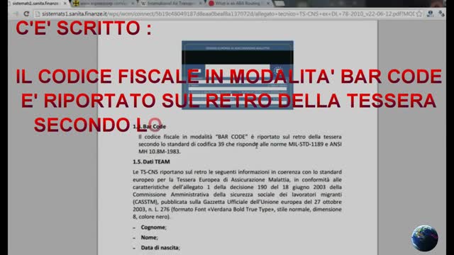 TESSERA SANITARIA ITALIANA Sono nascosti nella scheda magnetica CODICI MILITARI AMERICANI Italia dal 1933, è una corporation privata, iscritta al S. E. C. di Washington DC,la repubblica italiana attuale è nata poi nel 1946!!