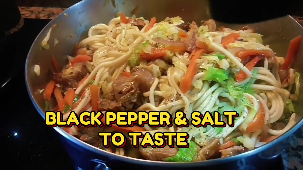 QUICK AND EASY LUNCH ( YAKISOBA NOODLES , DEEP FRIED COD FISH & PAN FRIED SALMON )