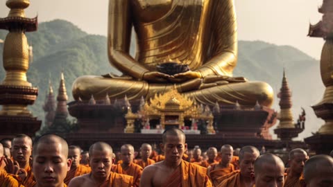 thai monk chanting Namo Tassa for 3 times