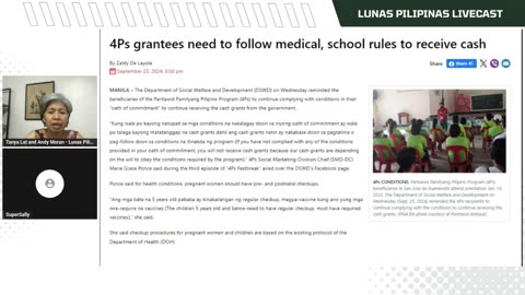 4Ps grantees need to follow medical, school rules to receive cash | Lunas Pilipinas - 100524