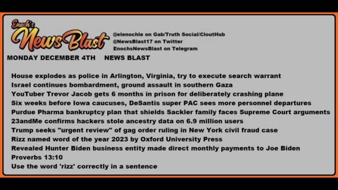 Monday, December 4, 2023 News Blast
