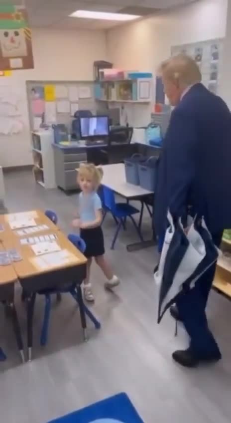 President Trump visits his granddaughter’s school for Grandparents’ Day