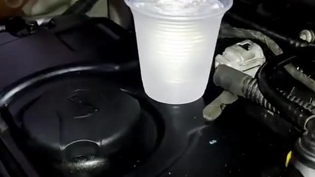 A bottle of water shows the stability of the engine