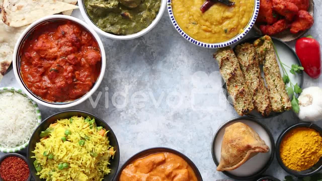 Assorted indian food on stone background Dishes of indian cuisine-Assorted indian food on stone back