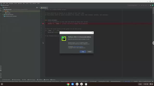 How to install Pycharm Community 2022.2.3 on a Chromebook