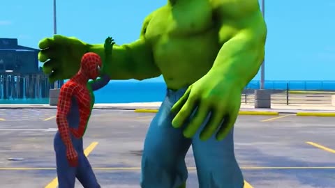 GTA V HULK HELPS TEAM SPIDER-MAN ESCAPE ANGRY TIGERS 🐯🐯🐯 | #shorts