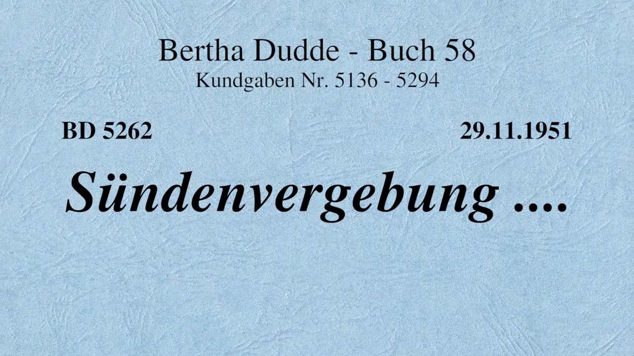 BD 5262 - SÜNDENVERGEBUNG ....