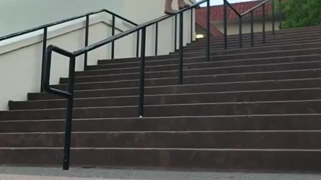 Guy Shows Impressive Balance By Walking On Handrails