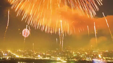 Watching fireworks is triple happiness. "