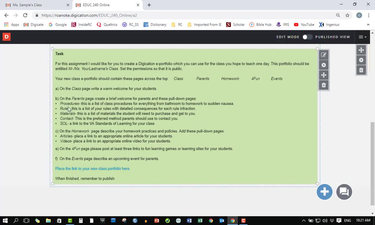 EDUC 240 Class Website