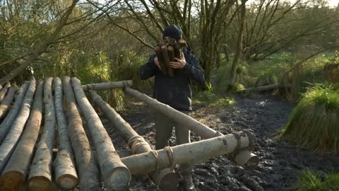 "Constructing a Wood Survival Shelter in the Wildlands: A Bushcraft Adventure"