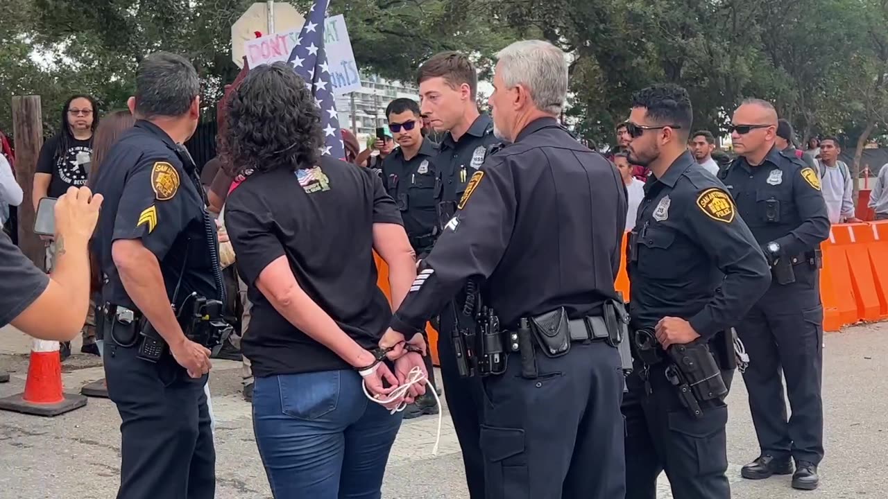 protestors get arrested and detained at Secure The Border Protest 11/16/23