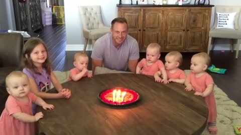 Dad is celebrating his birthday with his children