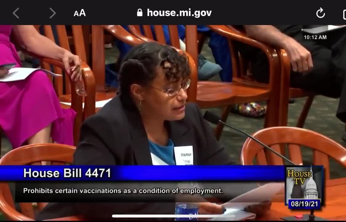 Dr. Christina Parks Testimony For Michigan House Bill 4471 Against Vaccine Mandates (HB4471)