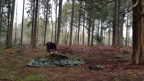 Packing away the tent. Woodland wildcamping 22nd Jan.2023