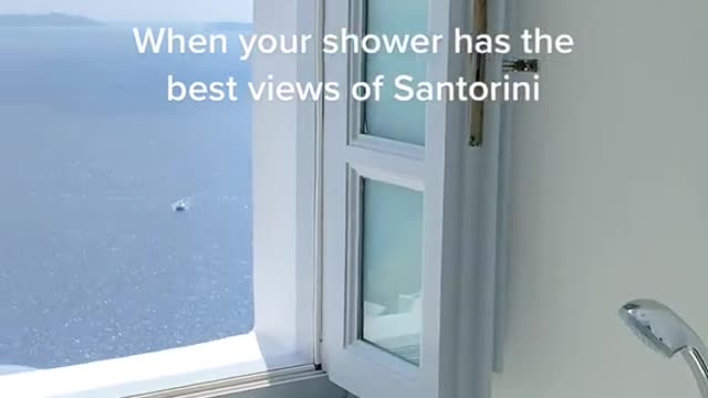 When your shower has the best views of Santorini