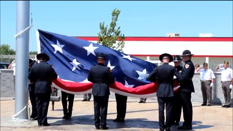 The Raising of the Flag ~ Morris' 9/11 Memorial Park ~ 6-14-12