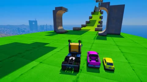 CARS, TRUCKS, JETPACK with SPIDER-MAN and HEROES! Challenge Cars on X Ramp - GTA 5 #ramps #spiderman