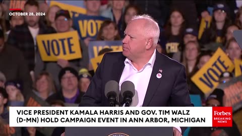 'Mind Your Own Damn Business And We'll Get Along Better!'- Tim Walz Speaks At MI Rally With Harris