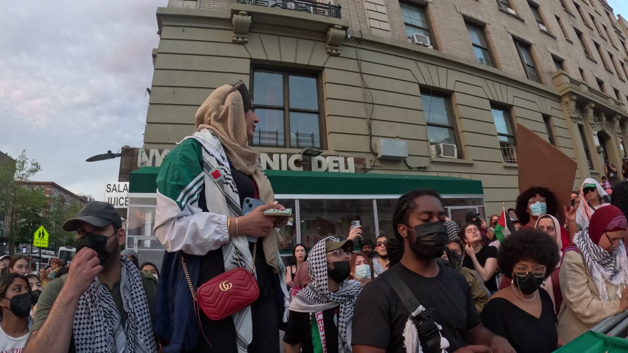 2of2 Palestinian Nerdeen Kiswani at the protest "SOUND THE ALARM FOR GAZA."