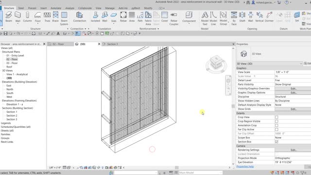REVIT STRUCTURE 2022 LESSON 26 - HOW TO ADD AREA REINFORCEMENT