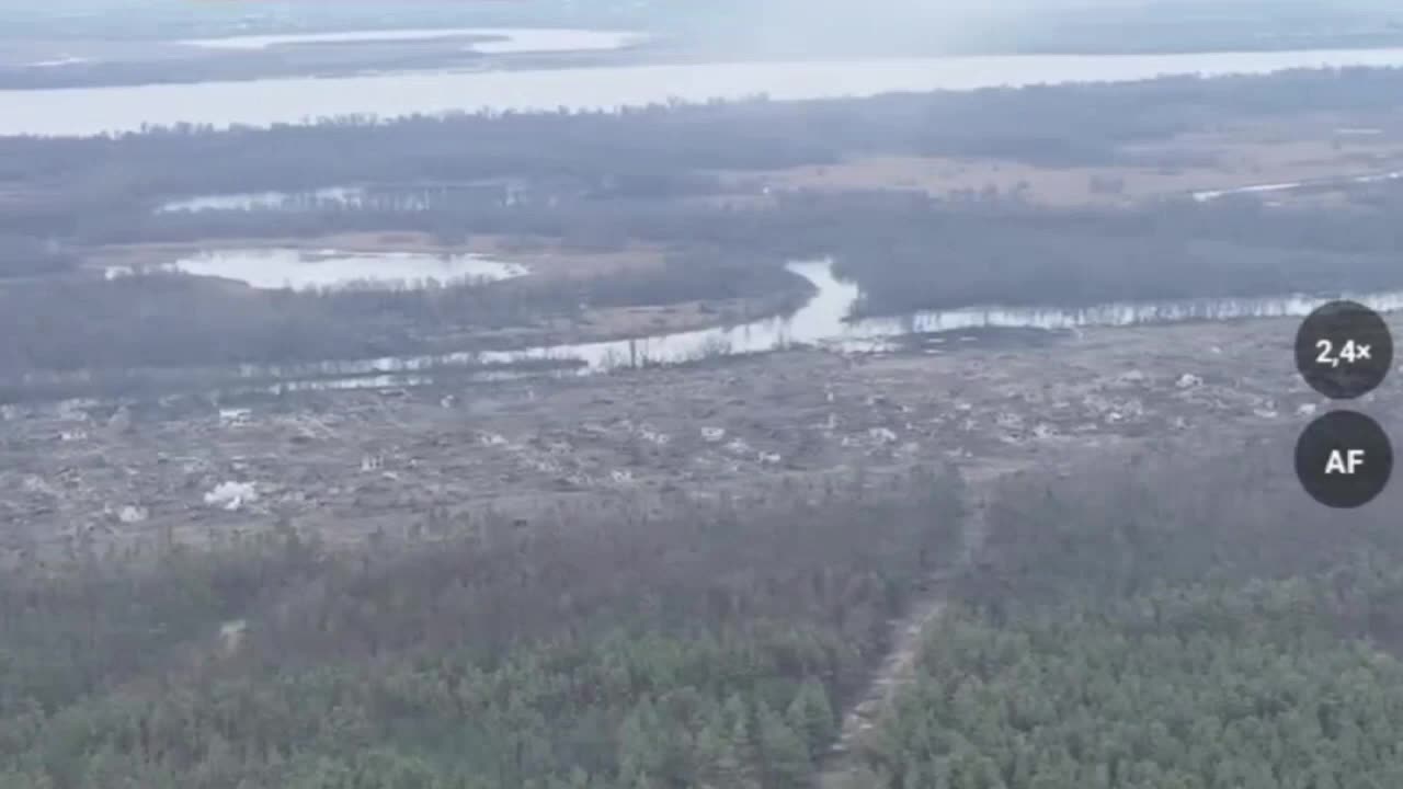 aerial bombs in the village of Krynki Dnieper River Kherson region.