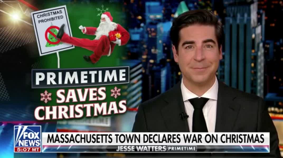 Jesse Watters announces that Dedham Public Library in Massachusetts WILL put up their Christmas tree after all