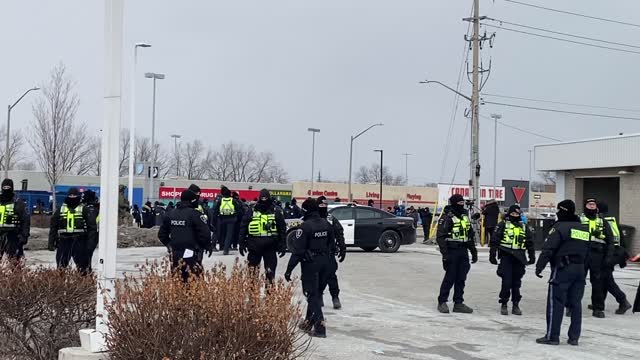 Windsor Police Arrest Protesters on Feb 13 in the noon