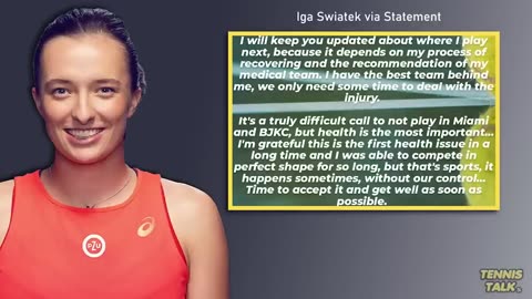 Swiatek Withdraws from Miami Open 2023 | Tennis Talk News