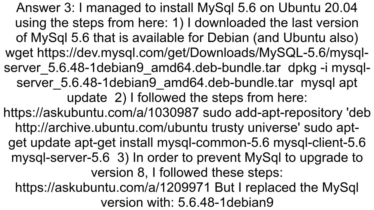 Install MySQL 56 on Ubuntu 2004