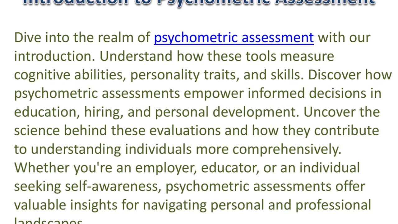 Explore the World of Psychometric Assessment
