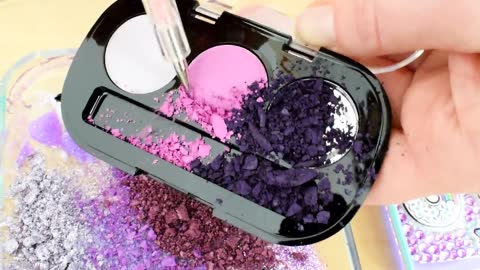 Pink vs Purple - Mixing Makeup Eyeshadow Into Slime! Special Series 83 Satisfying Slime Video