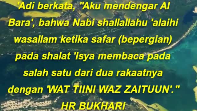 Nabi shalat 'Isya membaca pada salah satu dari dua rakaatnya dengan 'WAT TIINI WAZ ZAITUUN'.
