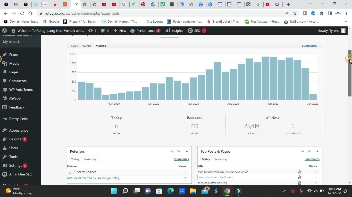 My bowling blog stats for may