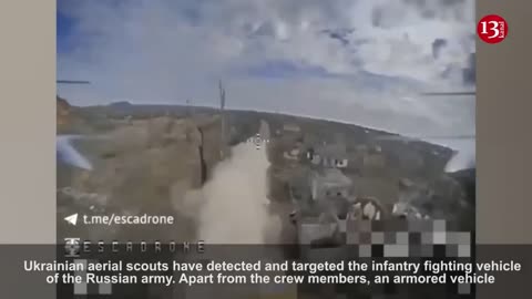 Kamikaze drone struck a moving armored vehicle with 3 Russians on it